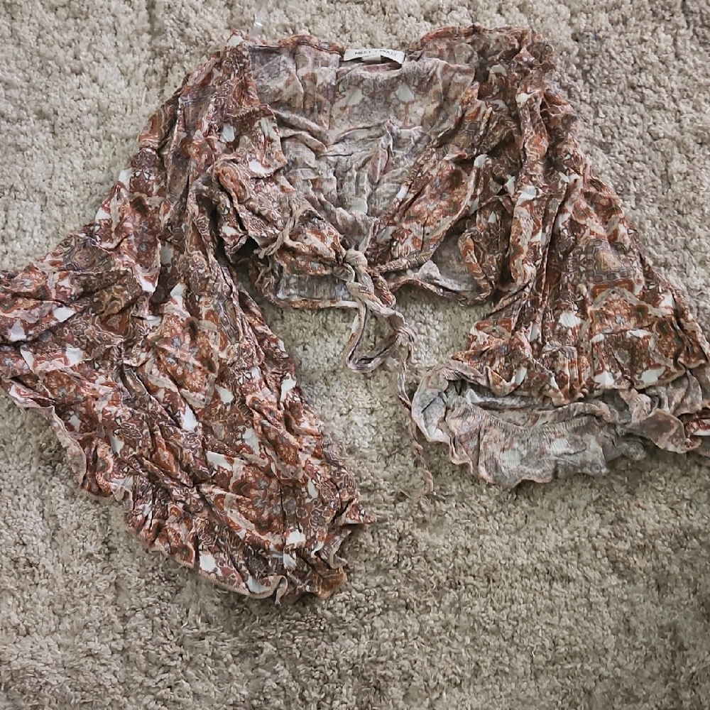 Bohemian Ruffled Tie-Front Top